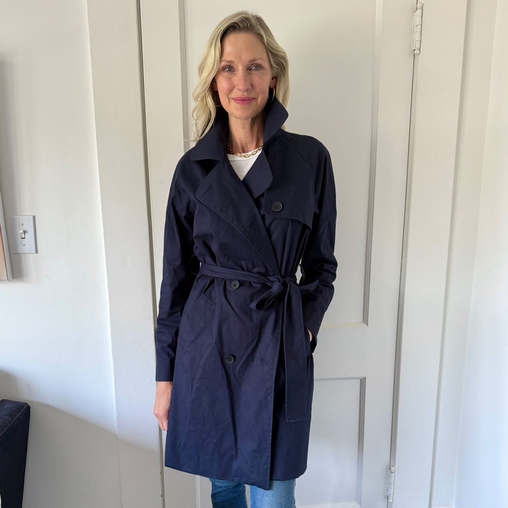 Quince Dark Blue Trench Coat